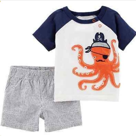 NWT Carter's Pirate Octopus Short Set - Picture 1 of 5